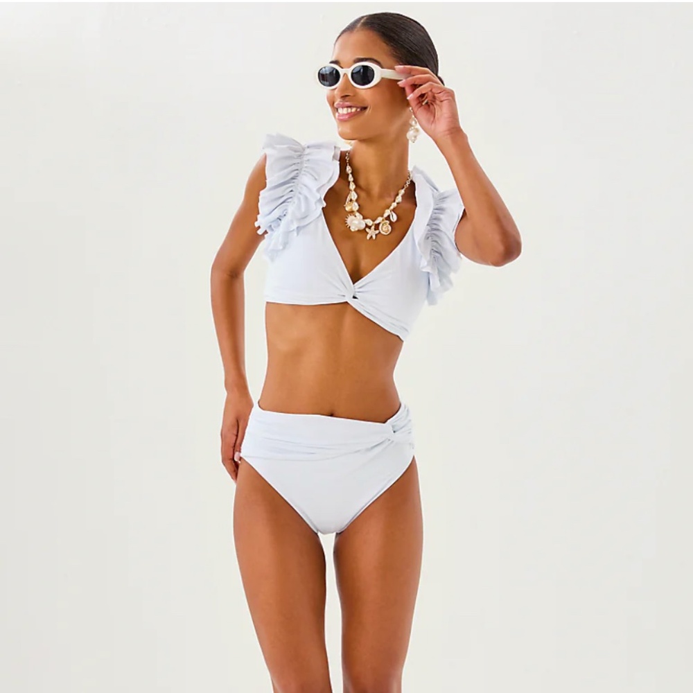 Yarrow High Waisted Bikini Bottom - White 4